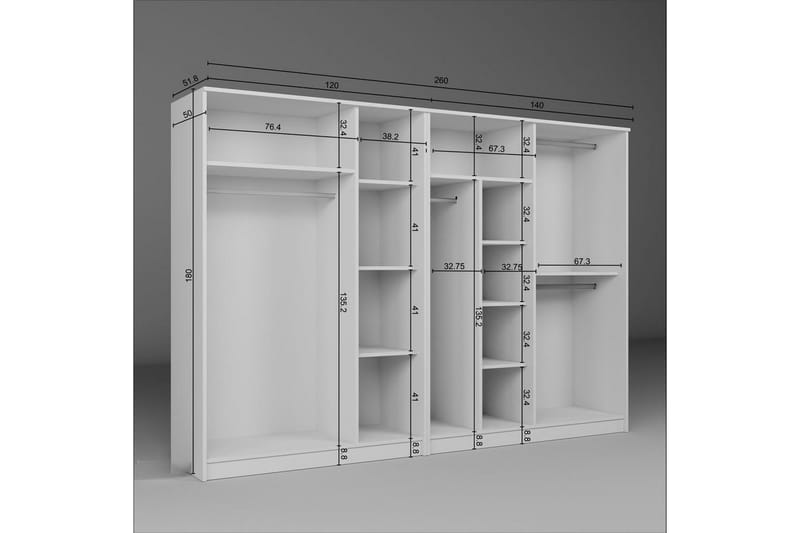 Olera Garderobeskap 280 cm i Tre - Hvit - Oppbevaring - Garderober & garderobesystem