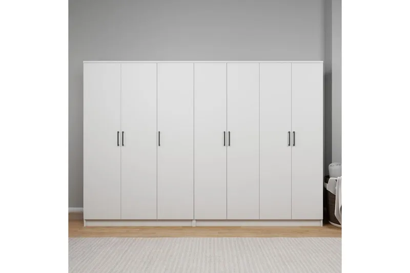 Olera Garderobeskap 280 cm i Tre, Hvit