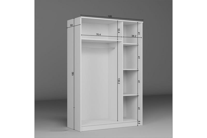 Olera Garderobesskåp 120x180 cm - Hvit - Oppbevaring - Garderober & garderobesystem - Garderobeskap