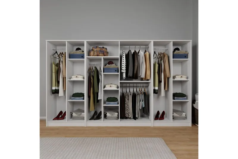 Olera Garderobesskåp 300x180 cm - Hvit - Oppbevaring - Garderober & garderobesystem - Garderobeskap