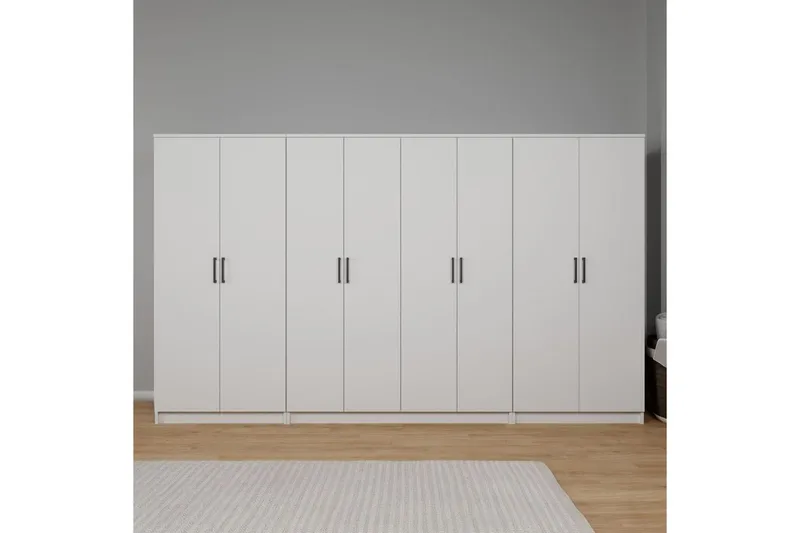 Olera Garderobesskåp 300x180 cm - Hvit - Oppbevaring - Garderober & garderobesystem - Garderobeskap