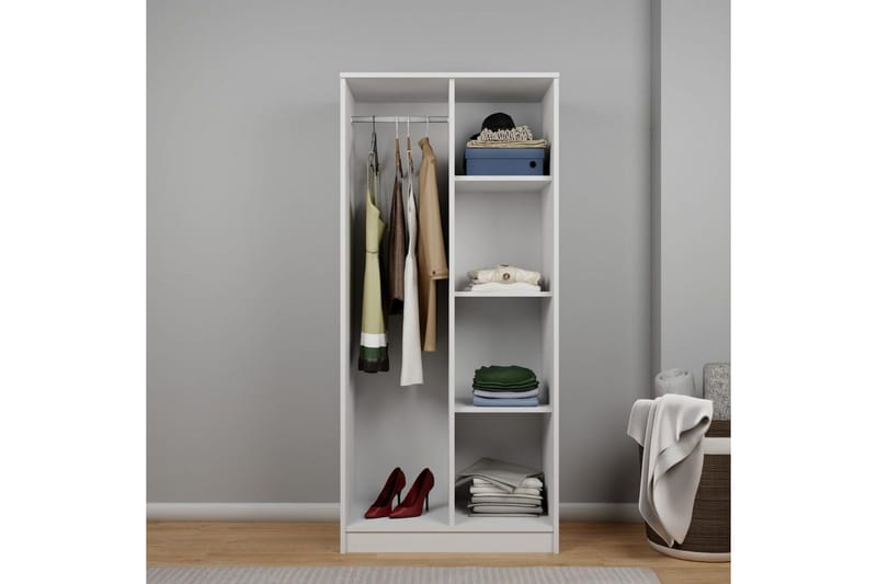 Olera Garderobesskåp 80x180 cm - Hvit - Oppbevaring - Garderober & garderobesystem - Garderobeskap