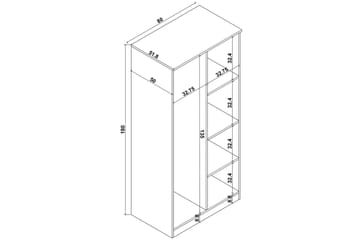 Olera Garderobesskåp 80x180 cm - Natur - Oppbevaring - Garderober & garderobesystem