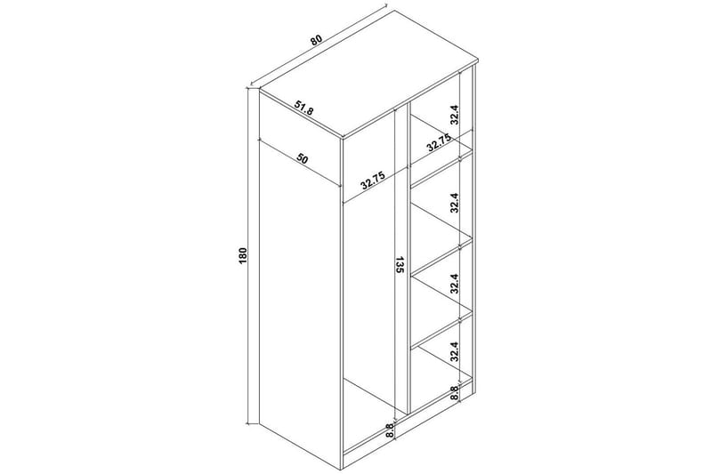 Olera Garderobesskåp 80x180 cm - Natur - Oppbevaring - Garderober & garderobesystem - Garderobeskap