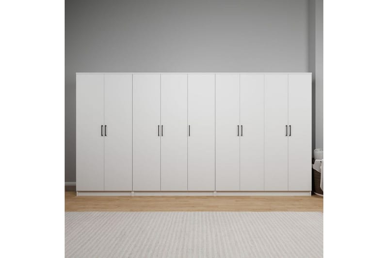 Olera Hjørnegarderobe 340x180 cm - Hvit - Oppbevaring - Garderober & garderobesystem - Garderobeskap