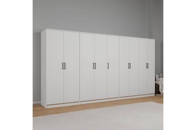Olera Hjørnegarderobe 340x180 cm - Hvit - Oppbevaring - Garderober & garderobesystem - Garderobeskap