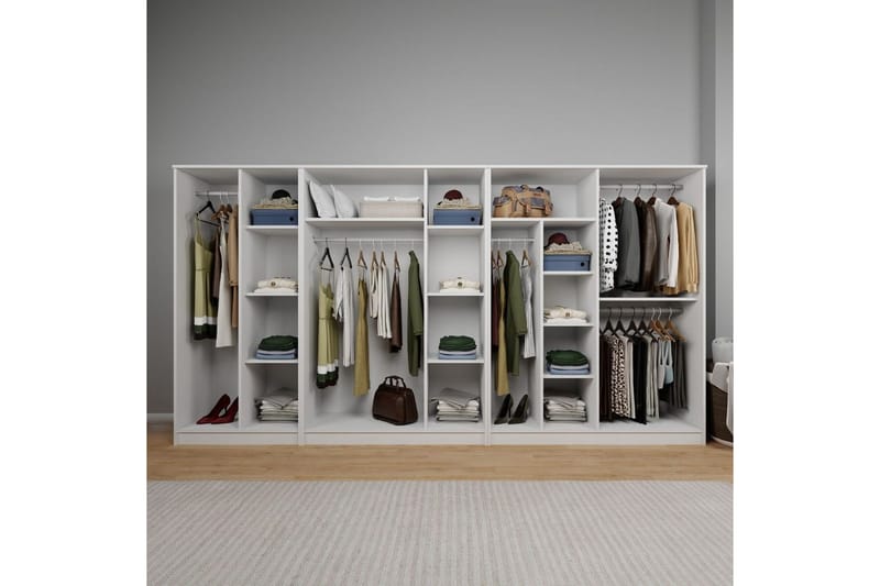 Olera Hjørnegarderobe 340x180 cm - Hvit - Oppbevaring - Garderober & garderobesystem - Garderobeskap