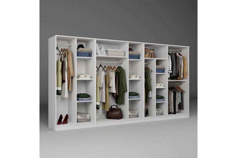 Olera Hjørnegarderobe 340x180 cm - Hvit - Oppbevaring - Garderober & garderobesystem - Garderobeskap