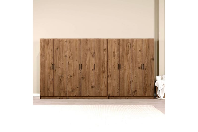 Olera Hjørnegarderobe 340x180 cm - Natur - Oppbevaring - Garderober & garderobesystem