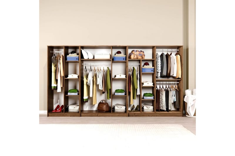 Olera Hjørnegarderobe 340x180 cm - Natur - Oppbevaring - Garderober & garderobesystem