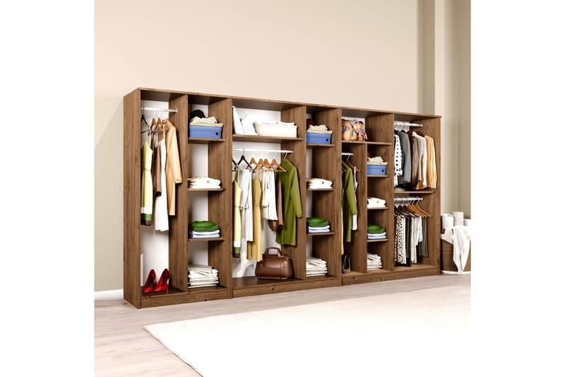 Olera Hjørnegarderobe 340x180 cm - Natur - Oppbevaring - Garderober & garderobesystem
