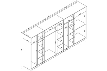 Olera Hjørnegarderobe 340x180 cm - Natur - Oppbevaring - Garderober & garderobesystem