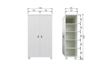 Ollerz Garderobe 55x111 cm - Hvit - Oppbevaring - Garderober & garderobesystem