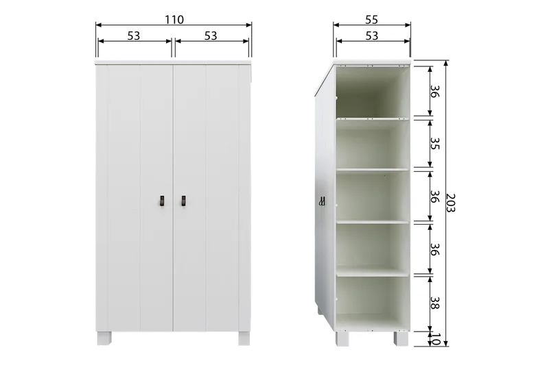 Ollerz Garderobe 55x111 cm - Hvit - Oppbevaring - Garderober & garderobesystem