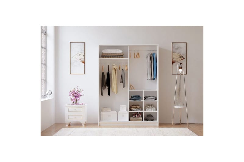 Olyven Garderobe 140x190 cm - Matt Hvit - Oppbevaring - Garderober & garderobesystem