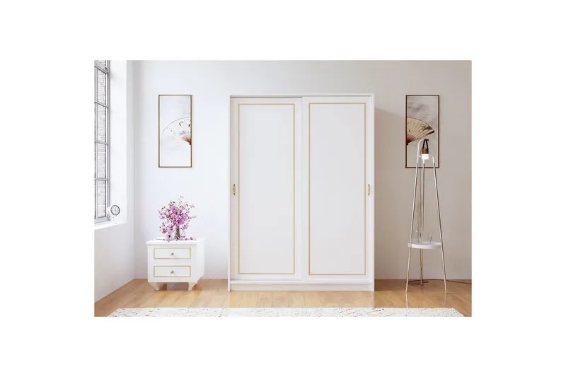 Olyven Garderobe 140x190 cm - Matt Hvit - Oppbevaring - Garderober & garderobesystem