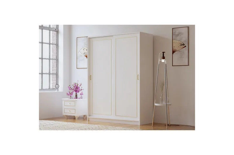 Olyven Garderobe 140x190 cm - Matt Hvit - Oppbevaring - Garderober & garderobesystem