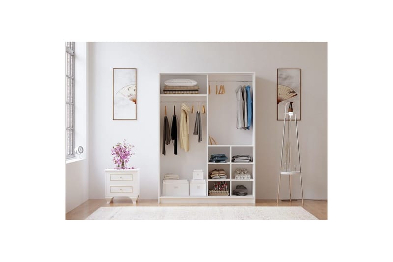 Olyven Garderobe 140x190 cm - Matt Hvit - Oppbevaring - Garderober & garderobesystem