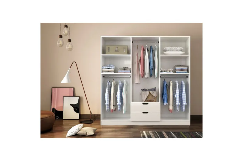Omrin Garderobe 180x180 cm - Matt Hvit - Oppbevaring - Garderober & garderobesystem