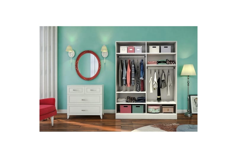 Orlenis Garderobe 140x184 cm - Matt Hvit - Oppbevaring - Garderober & garderobesystem