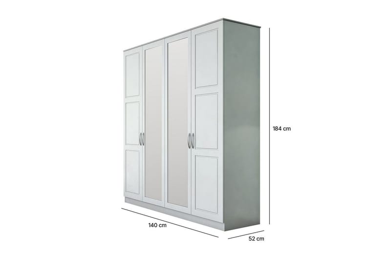 Orlenis Garderobe 140x184 cm - Matt Hvit - Oppbevaring - Garderober & garderobesystem