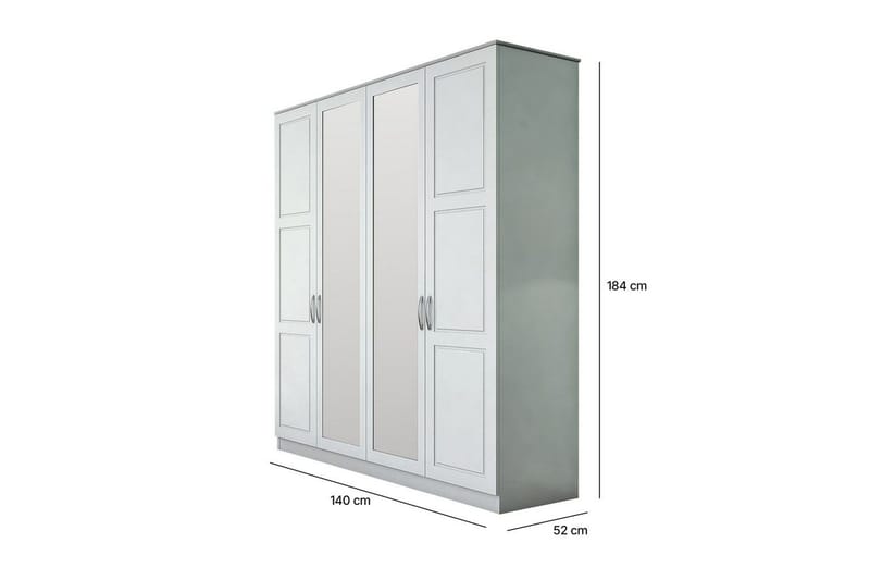 Orlenis Garderobe 140x184 cm - Matt Hvit - Oppbevaring - Garderober & garderobesystem