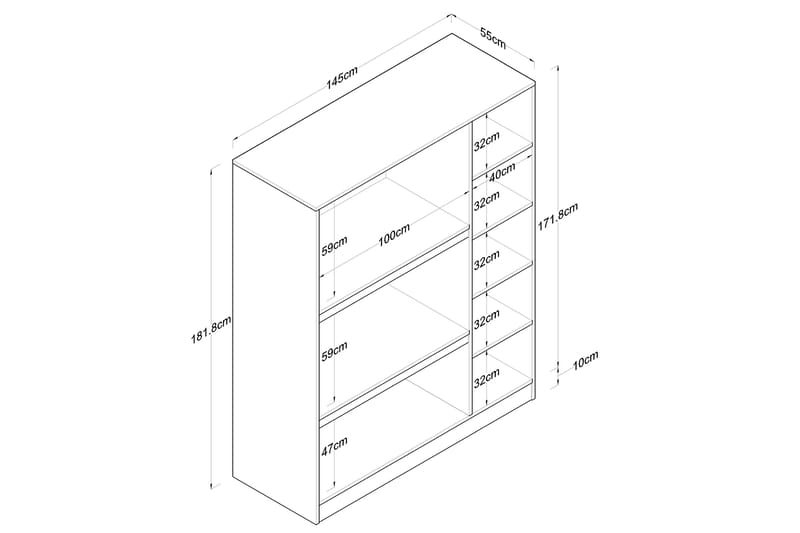 Ostin Garderobe 55x145 cm - Hvit - Oppbevaring - Garderober & garderobesystem