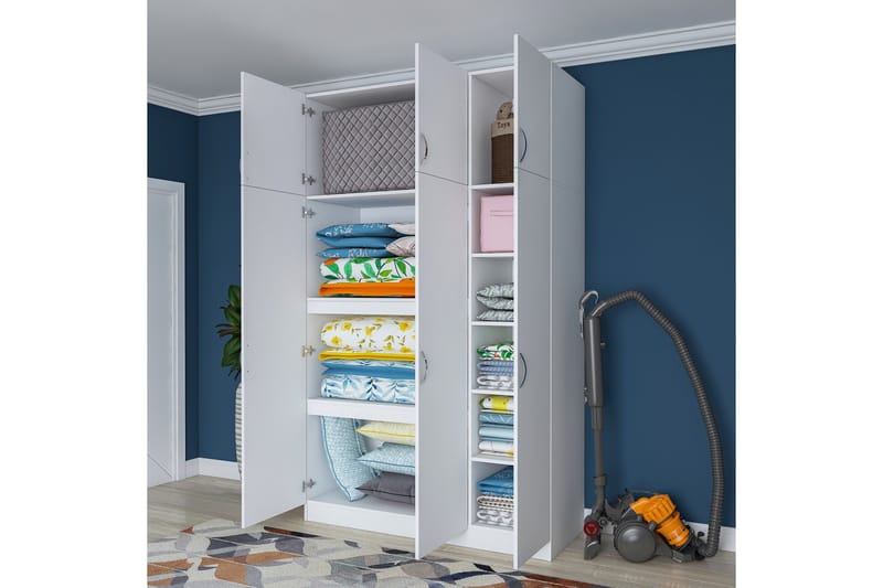 Ostin Garderobe 6 Skap 55x145 cm - Hvit - Oppbevaring - Garderober & garderobesystem
