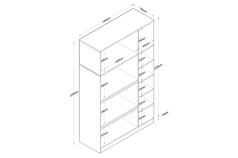 Ostin Garderobe 6 Skap 55x145 cm - Hvit - Oppbevaring - Garderober & garderobesystem