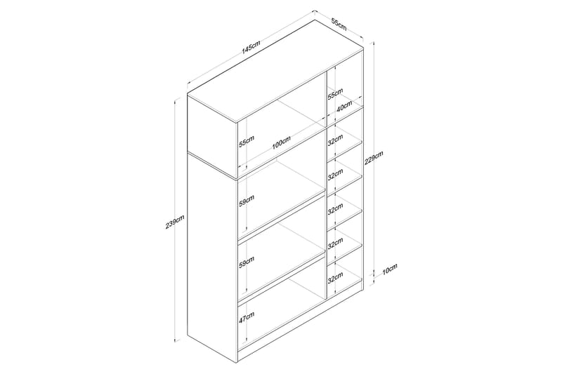 Ostin Garderobe 6 Skap 55x145 cm - Hvit - Oppbevaring - Garderober & garderobesystem