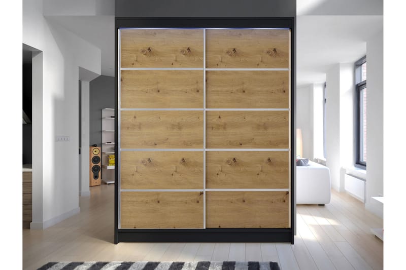 Pickering Garderobe 150x200 cm - Svart/Brun - Oppbevaring - Garderober & garderobesystem