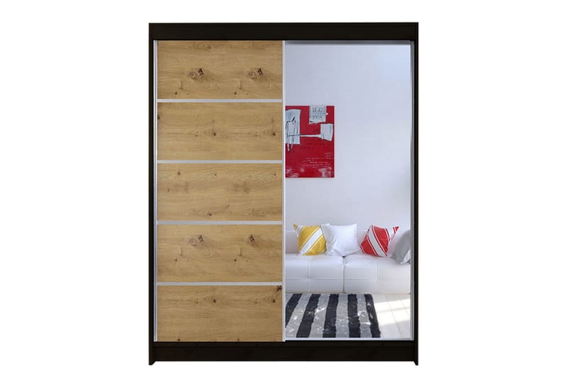 Pickering Garderobeskap 150 cm i Lyst Tre, Svart|Hvit|Brun