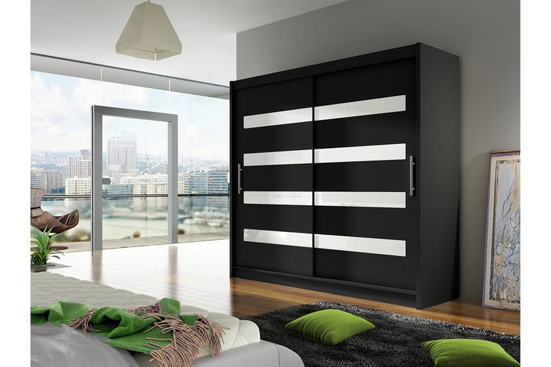 Prag Garderob 180x57x215 cm LED-belysning Scandinavian Choice Black - Oppbevaring - Garderober & garderobesystem