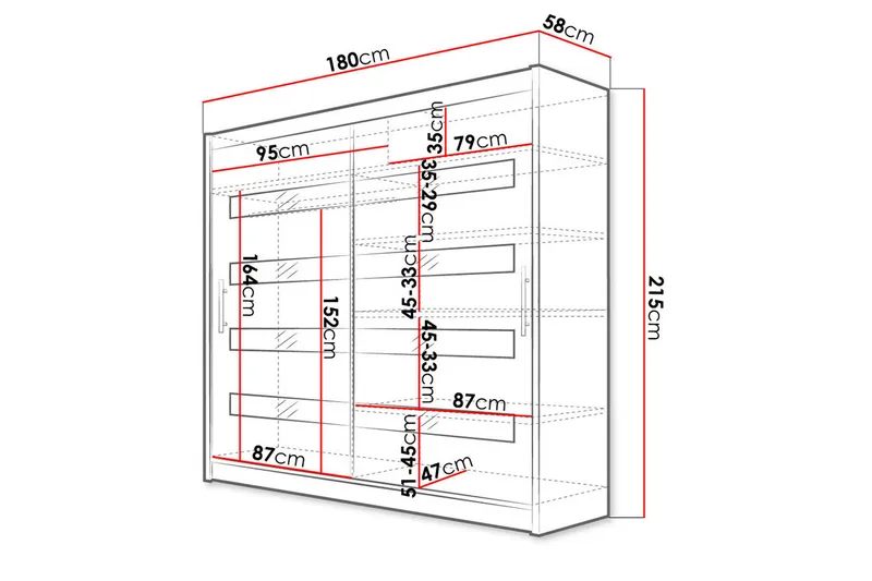 Prag Garderobe 180x215 cm - Hvit - Oppbevaring - Garderober & garderobesystem