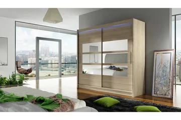 Prag Garderobe 180x57x215 cm - Beige - Oppbevaring - Garderober & garderobesystem