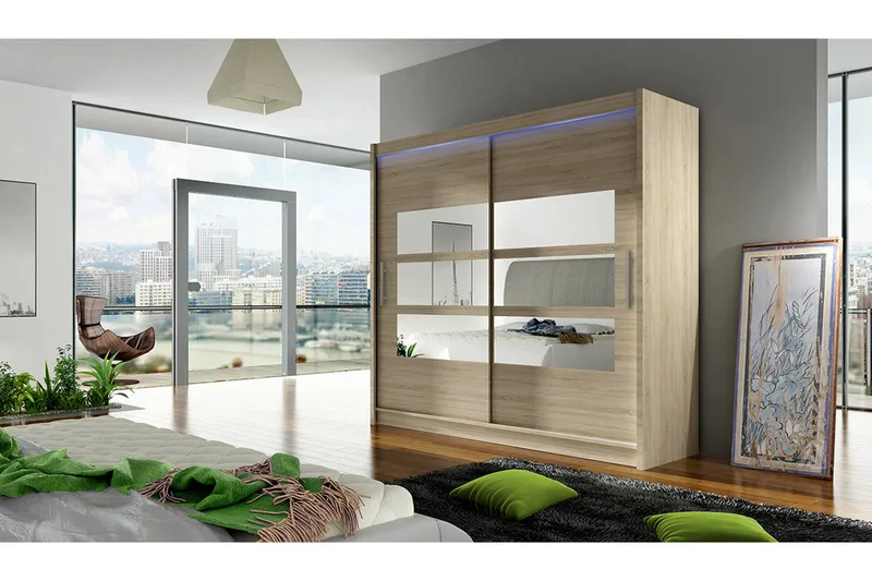 Prag Garderobe 180x57x215 cm - Beige - Oppbevaring - Garderober & garderobesystem