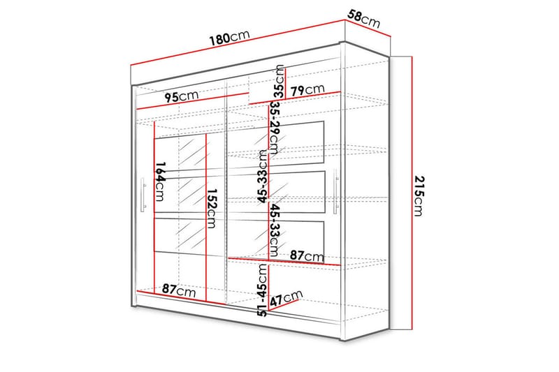 Prag Garderobe 180x57x215 cm - Beige - Oppbevaring - Garderober & garderobesystem