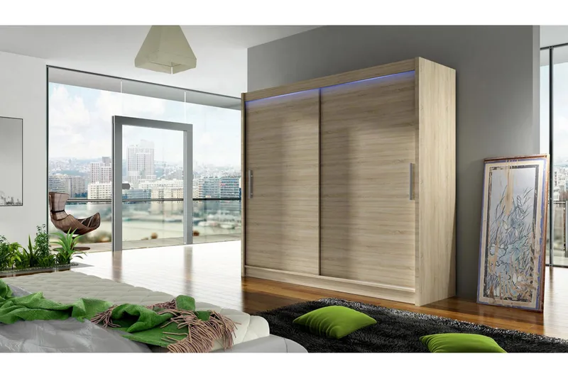 Prag Garderobe 180x57x215 cm - Beige - Oppbevaring - Garderober & garderobesystem - Garderobeskap