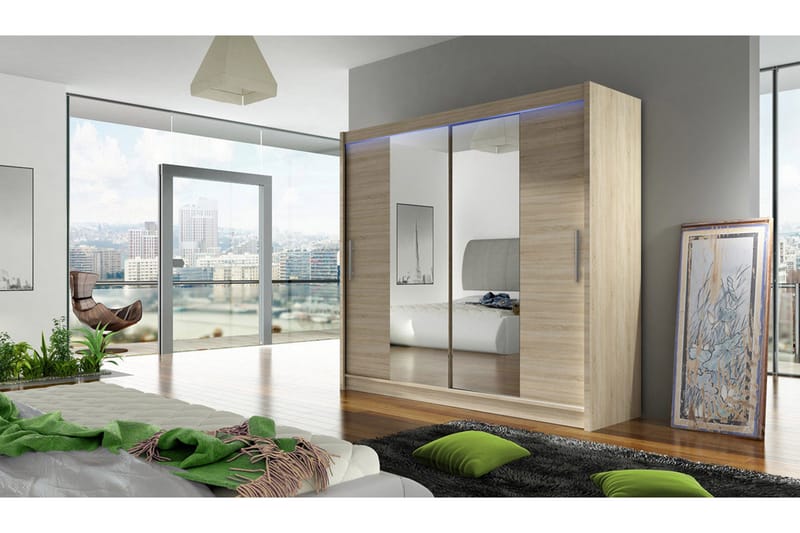 Prag Garderobe 180x57x215 cm - Beige|Hvit - Oppbevaring - Garderober & garderobesystem