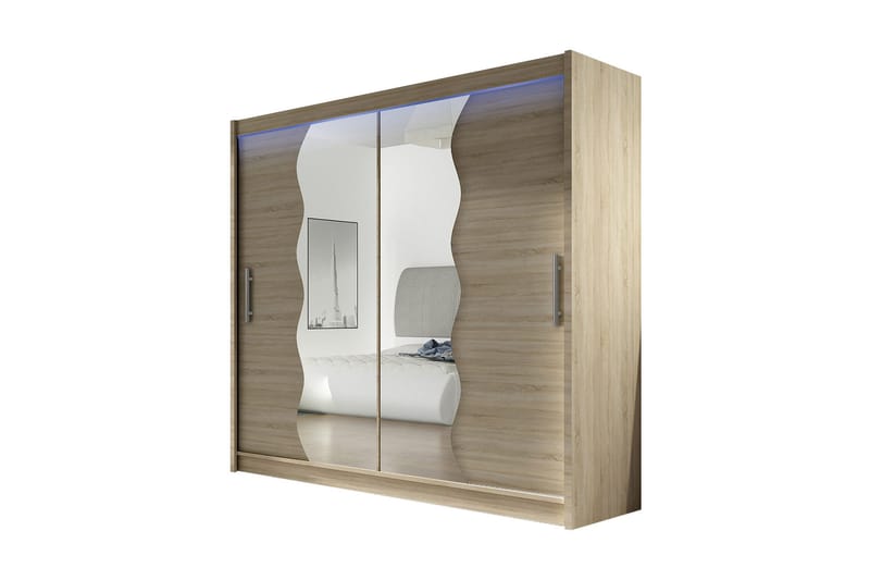 Prag Garderobe 180x57x215 cm, Beige|Hvit