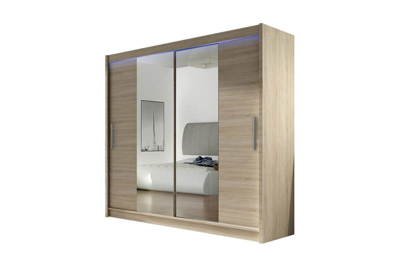Prag Garderobe 180x57x215 cm, Beige|Hvit