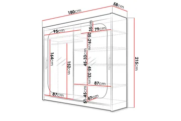 Prag Garderobe 180x57x215 cm - Beige|Hvit - Oppbevaring - Garderober & garderobesystem