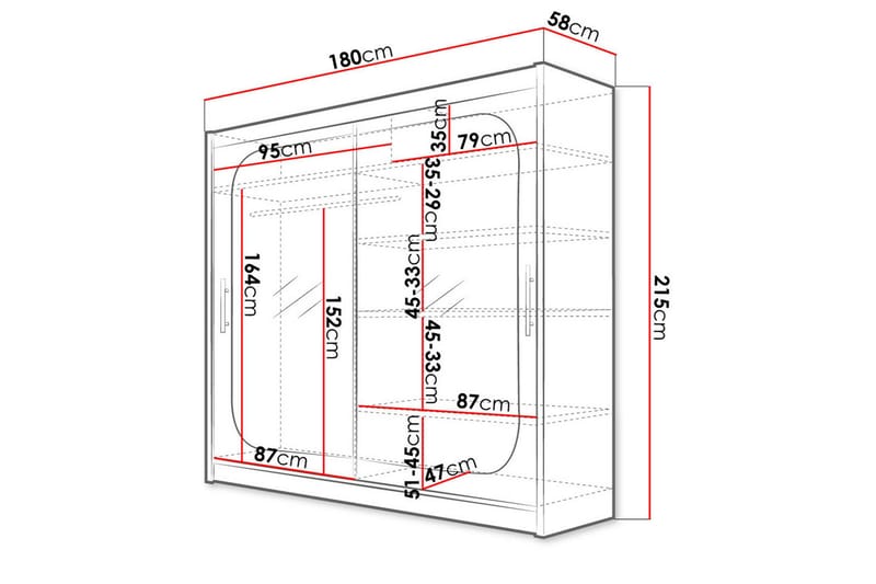 Prag Garderobe 180x57x215 cm - Beige|Hvit - Oppbevaring - Garderober & garderobesystem
