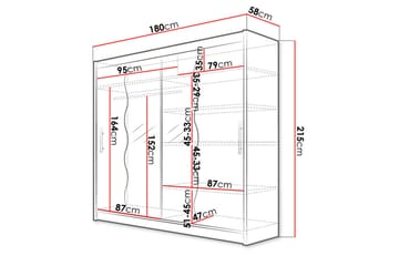 Prag Garderobe 180x57x215 cm - Hvit - Oppbevaring - Garderober & garderobesystem