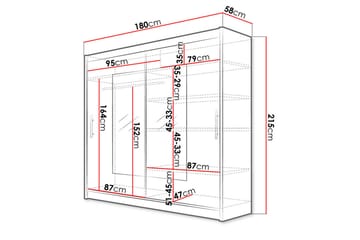 Prag Garderobe 180x57x215 cm - Hvit - Oppbevaring - Garderober & garderobesystem