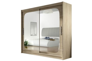 Prag Garderobe Skyvedører Firekantet Speil - Eik - Oppbevaring - Garderober & garderobesystem