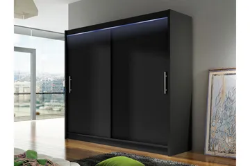 Prag Garderobeskap 180x215 cm i Tre - Svart - Oppbevaring - Garderober & garderobesystem