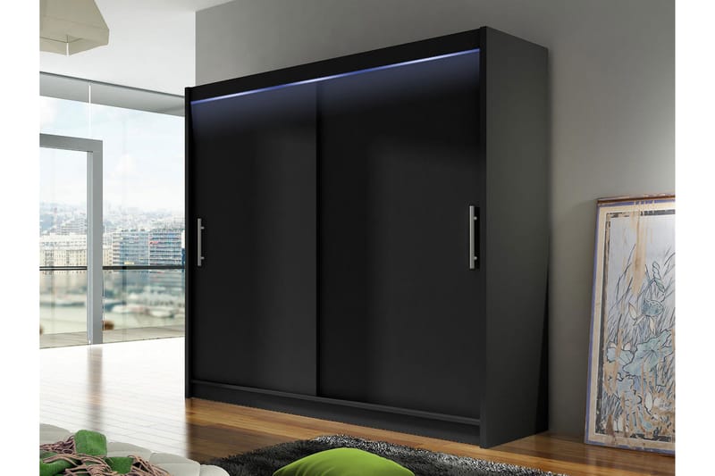 Prag Garderobeskap 180x215 cm i Tre - Svart - Oppbevaring - Garderober & garderobesystem
