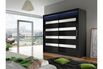 Prag Garderobeskap med Oppbevaring 180x215 cm i Tre - Svart - Oppbevaring - Garderober & garderobesystem