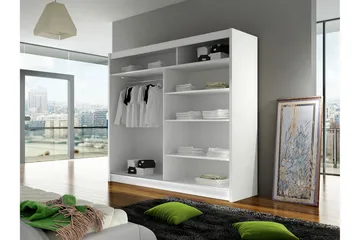 Prag Stor Garderobe med Skyvedører + Speil - Svart / Sølv - Oppbevaring - Garderober & garderobesystem
